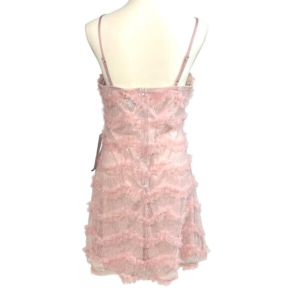 Speechless Blush Pink Sequin Tulle Layered Cocktail Mini Dress L Party Prom Hoco - Picture 5 of 14